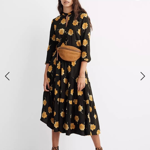 Madewell Button-Front Tier Dress in Fall Flowers - Picture 1 of 15